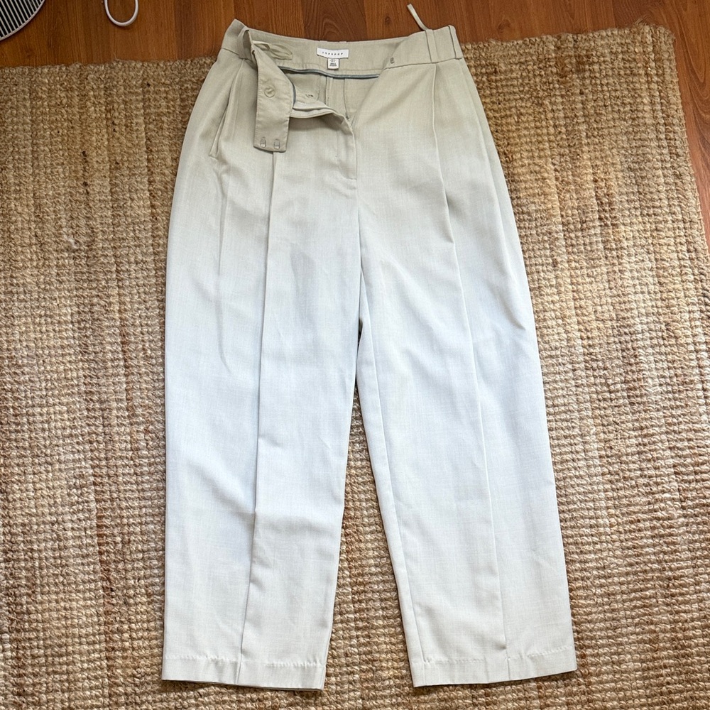 Light Beigeish Green High-Waisted Trousers